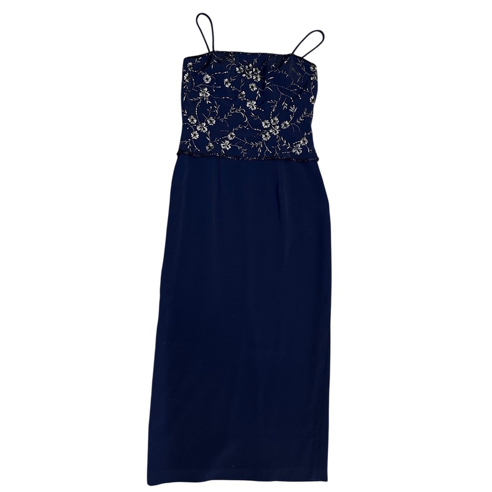 Montage by Mon Cheri Navy Blue Beaded Floral Maxi Dress And Bolero Jacket 8 - Picture 3 of 10